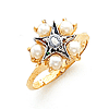 Yellow Gold Pearl Eastern Star Ring