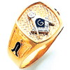 Yellow Gold Oblong Blue Lodge Signet Ring