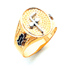 Gold Oval Blue Lodge Signet Ring with Tubal Cain - Design Yours