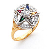 Yellow Gold Order of the Eastern Star Ring with CZs