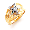 Yellow Gold Textured Past Matron Eastern Star Ring