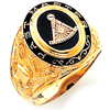 Yellow Gold Past Master Mason Ring with Black Enamel