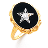 Eastern Star Ring with Large Oval Black Onyx Yellow Gold