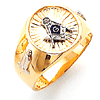 Two-Tone Gold Harvey & Otis Masonic Ring with Round Suburst Top