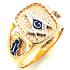 Yellow Gold Blue Lodge Ring with Dotted Top