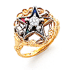 Yellow Gold Past Matron Eastern Star Ring with Round Top