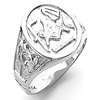 10k White Gold Oval Masonic Ring with Working Tools