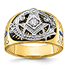 10kt Yellow Gold Masonic Blue Lodge Diamond Ring