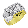 10kt Gold 3/8 CT Jumbo Scottish Rite Ring with Cubic Zirconia