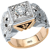 14k Yellow Gold 1 ct Solitaire Diamond Masonic Scottish Rite Ring 