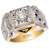 14k Yellow Gold 1 ct Lab Created Diamond Masonic Shriners Ring 