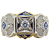 10kt Yellow Gold Masonic Blue Lodge Ring with 1/2 ct Cubic Zirconia