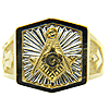 14kt Two-Tone Gold Masonic Ring with Hexagonal Top