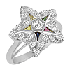 1/2 CT Diamond Eastern Star Ring - Sterling Silver