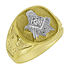 Two-tone Gold Masonic Ring with .07 ct Diamond Accent