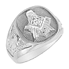 Masonic Ring with Diamond Accent - Sterling Silver