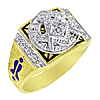 Yellow Gold 1/4 CT Diamond Blue Lodge Ring