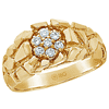 10k Yellow Gold Men's 1/4 ct tw Diamond Cluster Nugget Ring 