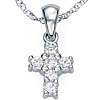 14k White Gold .12ct tw Diamond Cross Pendant with 18in Rope Chain