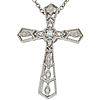 Sterling Silver .02 Diamond Fancy Tapered Cross Necklace