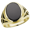10k Yellow Gold Oval Large Black Onyx Ring with Black Rhodium Accents