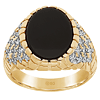 10k Yellow Gold Men's Oval Black Onyx Nugget Ring 1/2 ct tw Diamonds