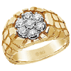 10k Yellow Gold Men's 1 ct tw Diamond Cluster Nugget Ring 