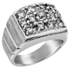 10k White Gold Men's 2 ct tw Diamond Box Cluster Ring