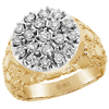 14k Yellow Gold Men's 1 ct tw Diamond Cluster Nugget Ring 