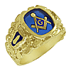Masonic Ring with Textured Sides and Open Back Yellow Gold