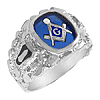 Sterling Silver Blue Lodge Ring with Wide Textured Shank