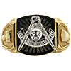 14k Yellow Gold Past Master Mason Ring with Black Enamel
