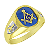 Yellow Gold Oblong Masonic Ring with Two-Tone Emblems
