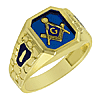 10k Yellow Gold Blue Lodge Ring with Cobblestone Texture