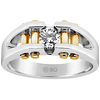 10k White Gold Men's 3/8 ct tw Diamond Ring with Four Yellow Gold Bars
