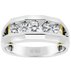 10k White Gold Men's 1 ct tw 5 Stone Diamond Ring with Jaw Accents