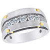 10kt White Gold 1/2 ct tw Diamond Men's Wedding Band with Gold Rivets