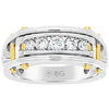 10k White Gold 1/2 ct tw Five Stone Diamond Ring with Yellow Gold Bars
