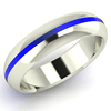 14k White Gold 6mm Blue Line Enamel Ring
