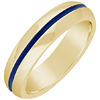 10k Yellow Gold 6mm Blue Line Enamel Ring