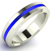 14k White Gold 6mm Blue Line Enamel Beveled Ring
