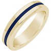 14k Yellow Gold 6mm Blue Line Enamel Beveled Ring