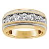 Gem on Gem 14k Yellow Gold Men's 1.75 ct tw Diamond Ring with Rhodium