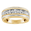 Gem on Gem 14k Yellow Gold Men's 1 ct tw Diamond Ring with Rhodium