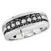 Sterling Silver Men's 1/2 ct tw Black and White Diamond Ring with Black Rhodium