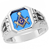 Sterling Silver Cobblestone Masonic Ring with Yellow Emblem