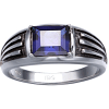 Sterling Silver Men's 8mm Created Sapphire Ring