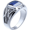 Sterling Silver 9.5mm Barrel Cut Created Sapphire Ring