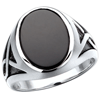 Sterling Silver Jumbo Oval Onyx Ring