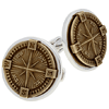 Stainless Steel and Bronze Compass Cuff Links